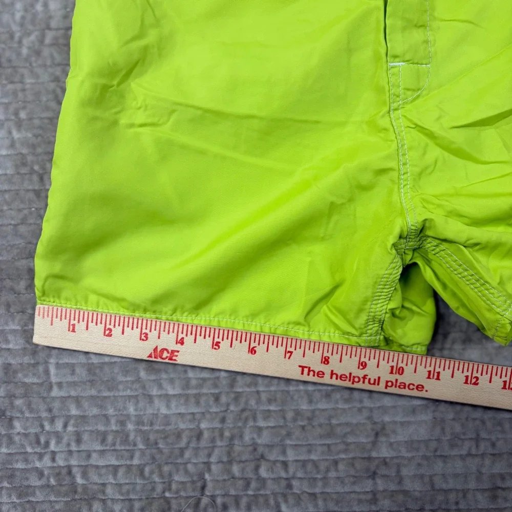 Sundek Mens Lime Green Board Shorts Size 29 Blue Rainbow Stripe Swim Trunks USA